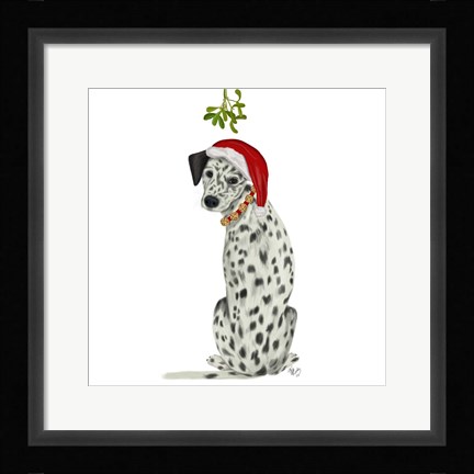Framed Christmas Des - Dalmatian Mistletoe Print