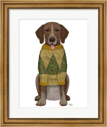 Framed Christmas Des - Mutt in Yellow Christmas Sweater Print