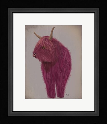 Framed Highland Cow 4, Pink, Full Print