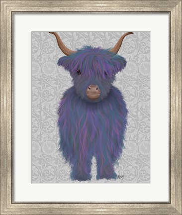 Framed Highland Cow 7, Purple, Full Print