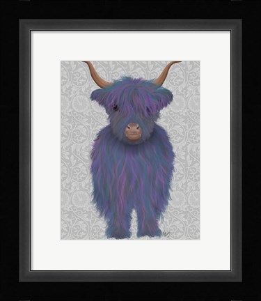 Framed Highland Cow 7, Purple, Full Print