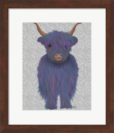 Framed Highland Cow 7, Purple, Full Print
