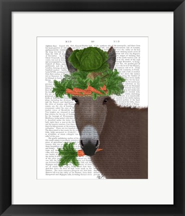 Framed Donkey Carrot Hat Book Print Print