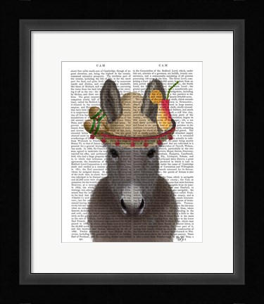 Framed Donkey Sombrero Book Print Print