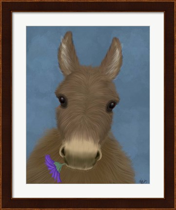 Framed Donkey Purple Flower Print