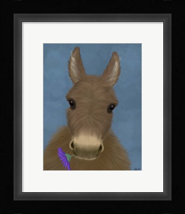 Framed Donkey Purple Flower Print