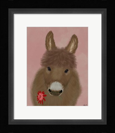 Framed Donkey Red Flower Print