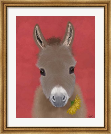 Framed Donkey Yellow Flower Print