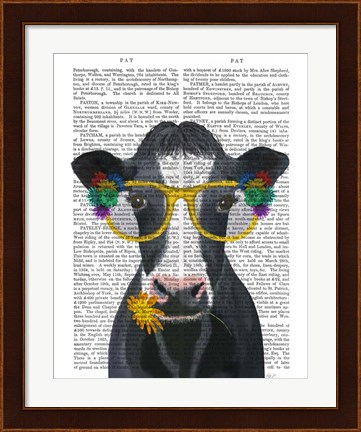 Framed Cow and Flower Glasses Book Print Print