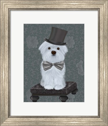 Framed Maltese with Top Hat Print