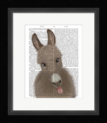 Framed Funny Farm Donkey 2 Book Print Print