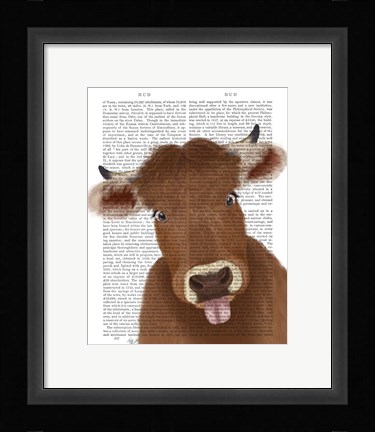 Framed Funny Farm Cow 2 Book Print Print