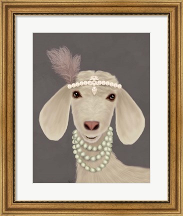 Framed Posh White Goat Print