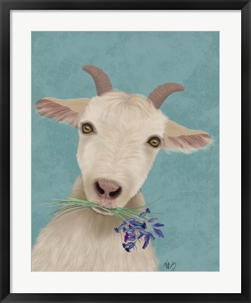 Framed Goat and Bluebells Print