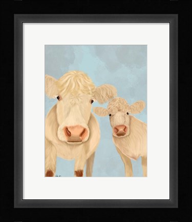Framed Cow Duo, Cream, Looking at You Print