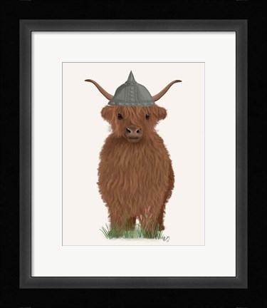 Framed Highland Cow Viking Print