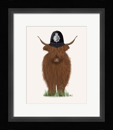 Framed Highland Cow Policeman Print