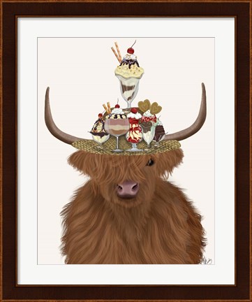 Framed Highland Cow and Ice Cream Hat Print