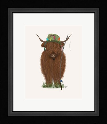 Framed Highland Cow Fisherman Print