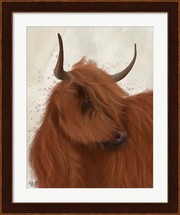 Framed Highland Cow 2, Portrait Print