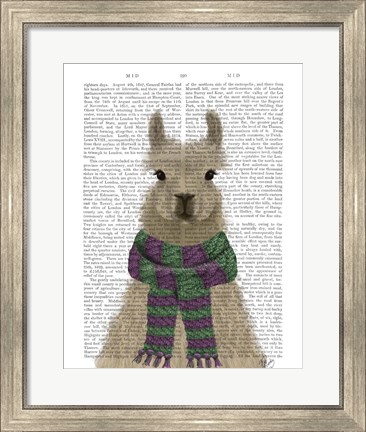 Framed Llama with Purple Scarf, Portrait Book Print Print