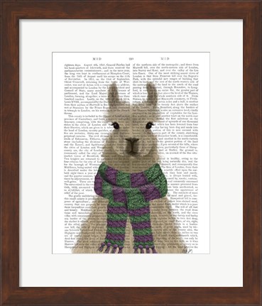 Framed Llama with Purple Scarf, Portrait Book Print Print
