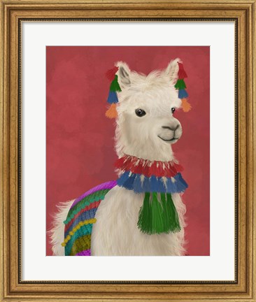 Framed Llama Traditional 1, Portrait Print