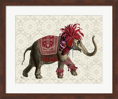Framed Niraj Elephant, Red Print