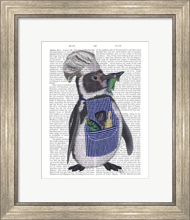 Framed Penguin Chef Book Print Print