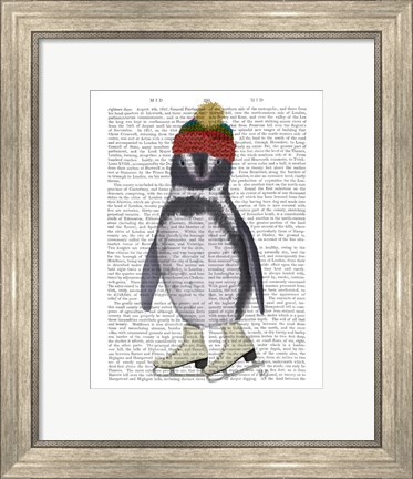 Framed Penguin Ice Skating Book Print Print
