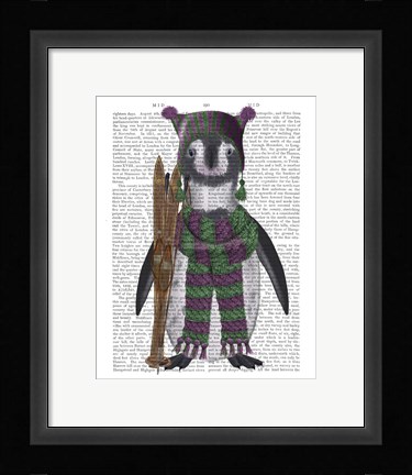 Framed Penguin Skis Book Print Print
