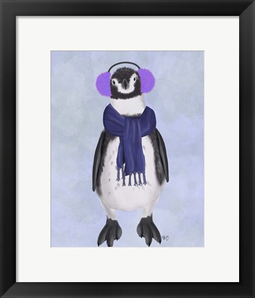 Framed Penguin Ear Muffs Print
