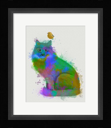 Framed Cat Rainbow Splash 12 Print