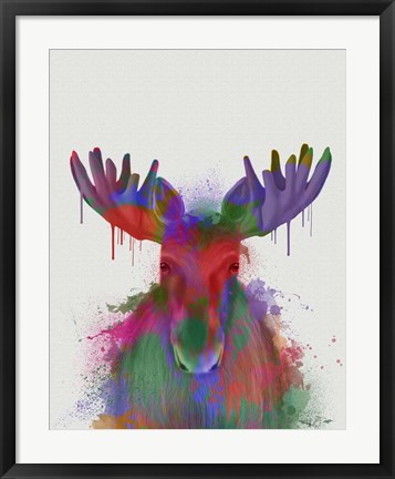 Framed Moose Rainbow Splash Print