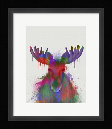 Framed Moose Rainbow Splash Print
