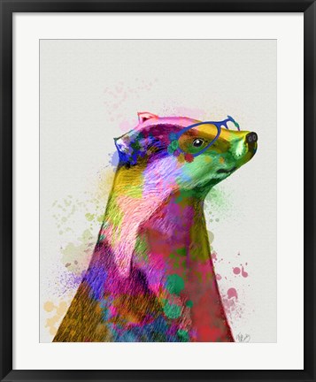 Framed Badger Rainbow Splash 2 Print