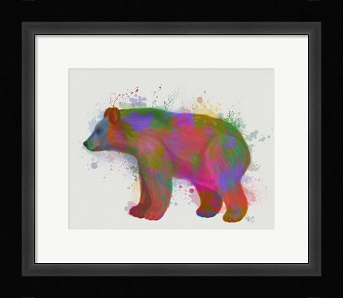 Framed Bear Rainbow Splash 2 Print