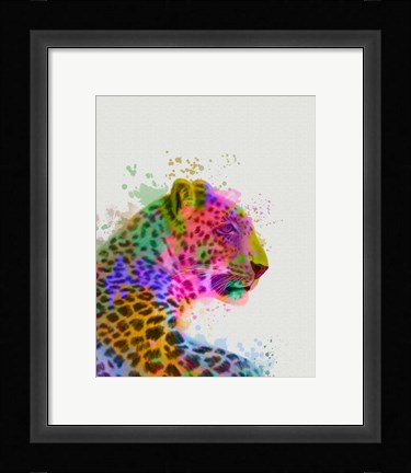 Framed Leopard Rainbow Splash 1 Print