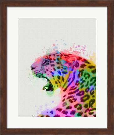 Framed Leopard Rainbow Splash 2 Print