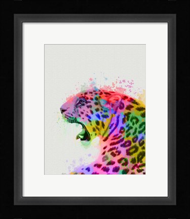 Framed Leopard Rainbow Splash 2 Print