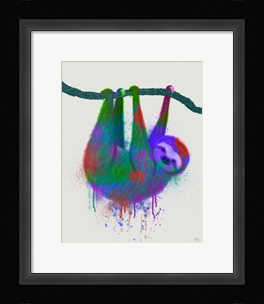 Framed Sloth Rainbow Splash Print