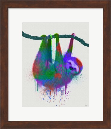 Framed Sloth Rainbow Splash Print