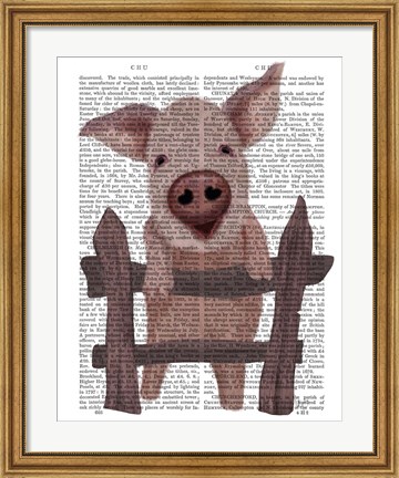 Framed Pig On Fence Book Print Print