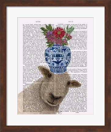 Framed Sheep with Vase of Flowers Book Print Print