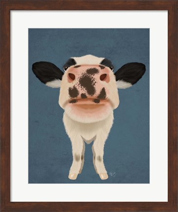 Framed Nosey Cow 1 Print