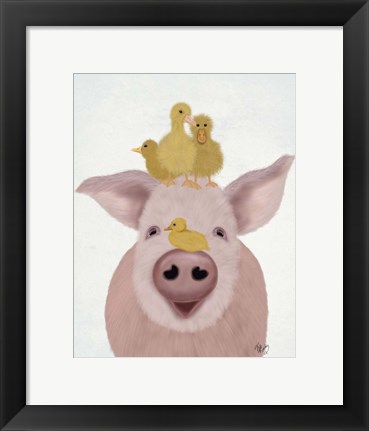 Framed Pig and Ducklings Print
