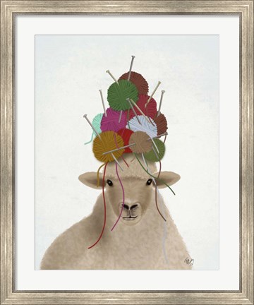 Framed Sheep with Wool Hat, Portrait Print