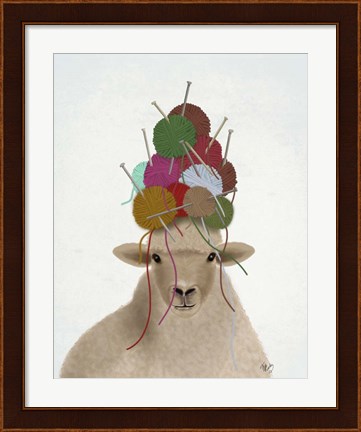 Framed Sheep with Wool Hat, Portrait Print