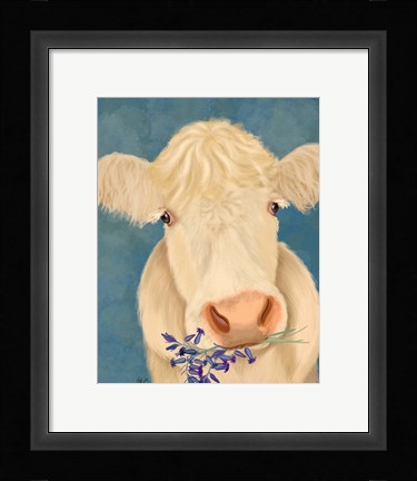 Framed Cow Cream, Bluebells Print
