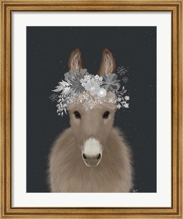 Framed Donkey White Flowers Print